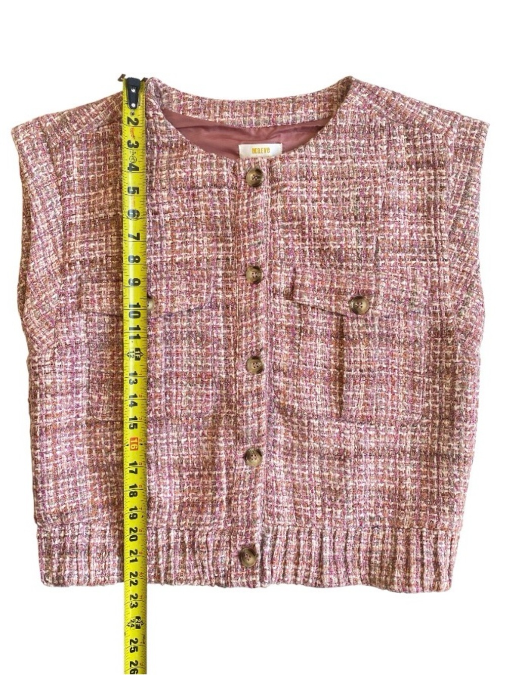 Maeve Extended Shoulder Tweed Vest Size M Wool Blend - Picture 4 of 11